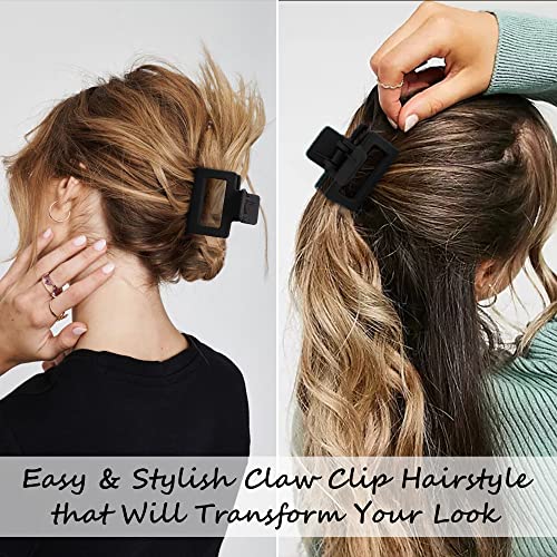 AHONEY Black Matte Small Claw Hair Clips for Thin & Thick Hair - 4 Pack