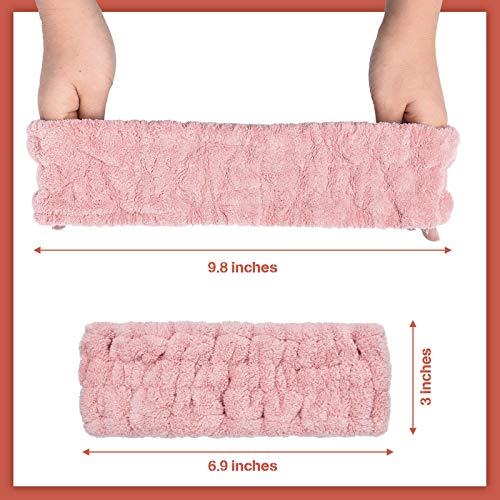 Chuangdi 3 Pcs Facial Makeup Headband, Pink, Milky-white, Dark Grey