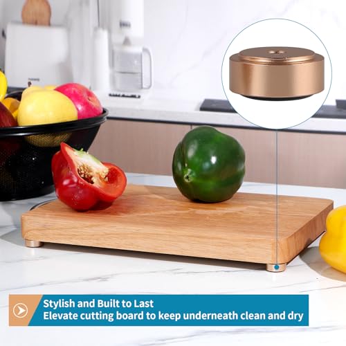 Sanbege 8 Pcs Non-Slip Cutting Board Feet with Screws - Gold
