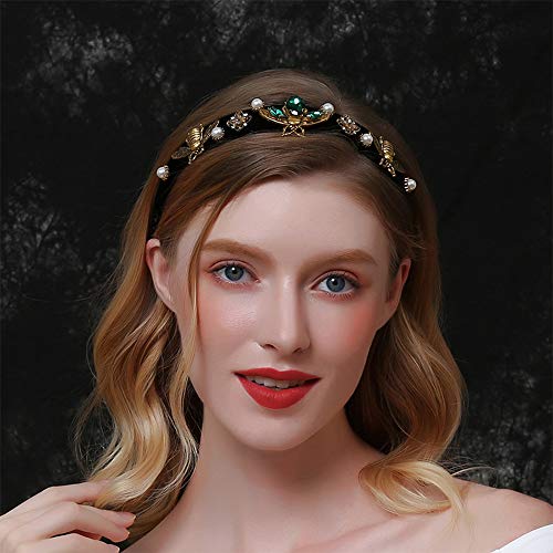 Aimimier Vintage Pearl & Crystal Bridal Headband Tiara for Weddings