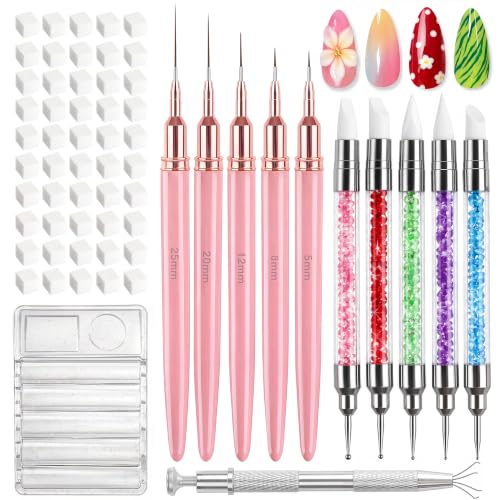 Professional Nail Art Brush Set with Sponges & Dotting Tools for DIY & Salon