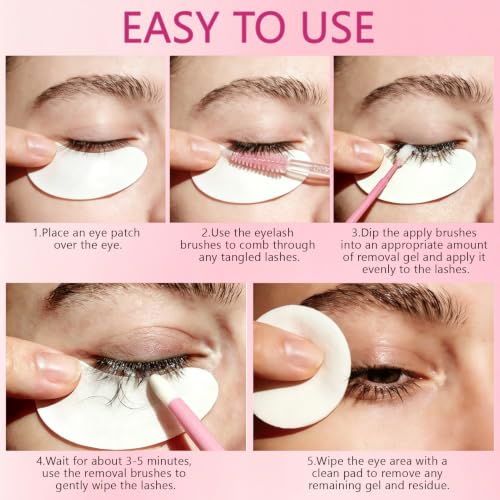 Pjordo Eyelash Extension Remover Cream Kit with Applicator Tools
