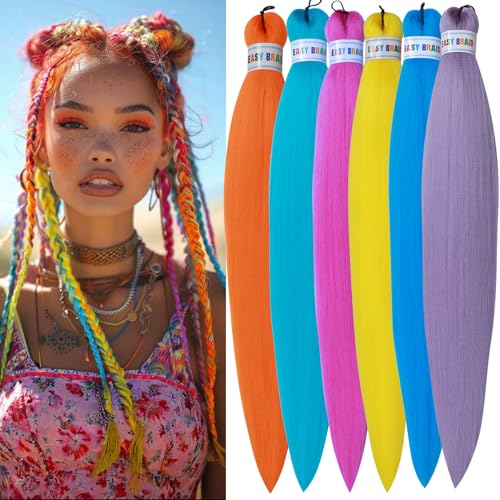 Ms Aloe Colorful Pre Stretched Braiding Hair Extensions 26 Inch - Pack of 6