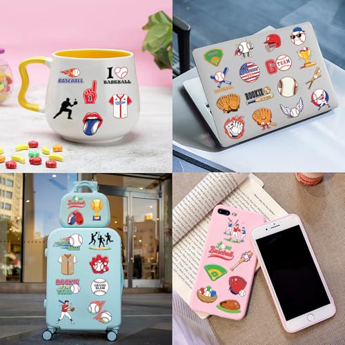 Baseball Themed Temporary Tattoos for Kids - 60 PCS Set