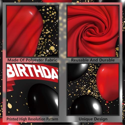 16th Birthday Red and Black Banner Backdrop - Girls Party Decor
