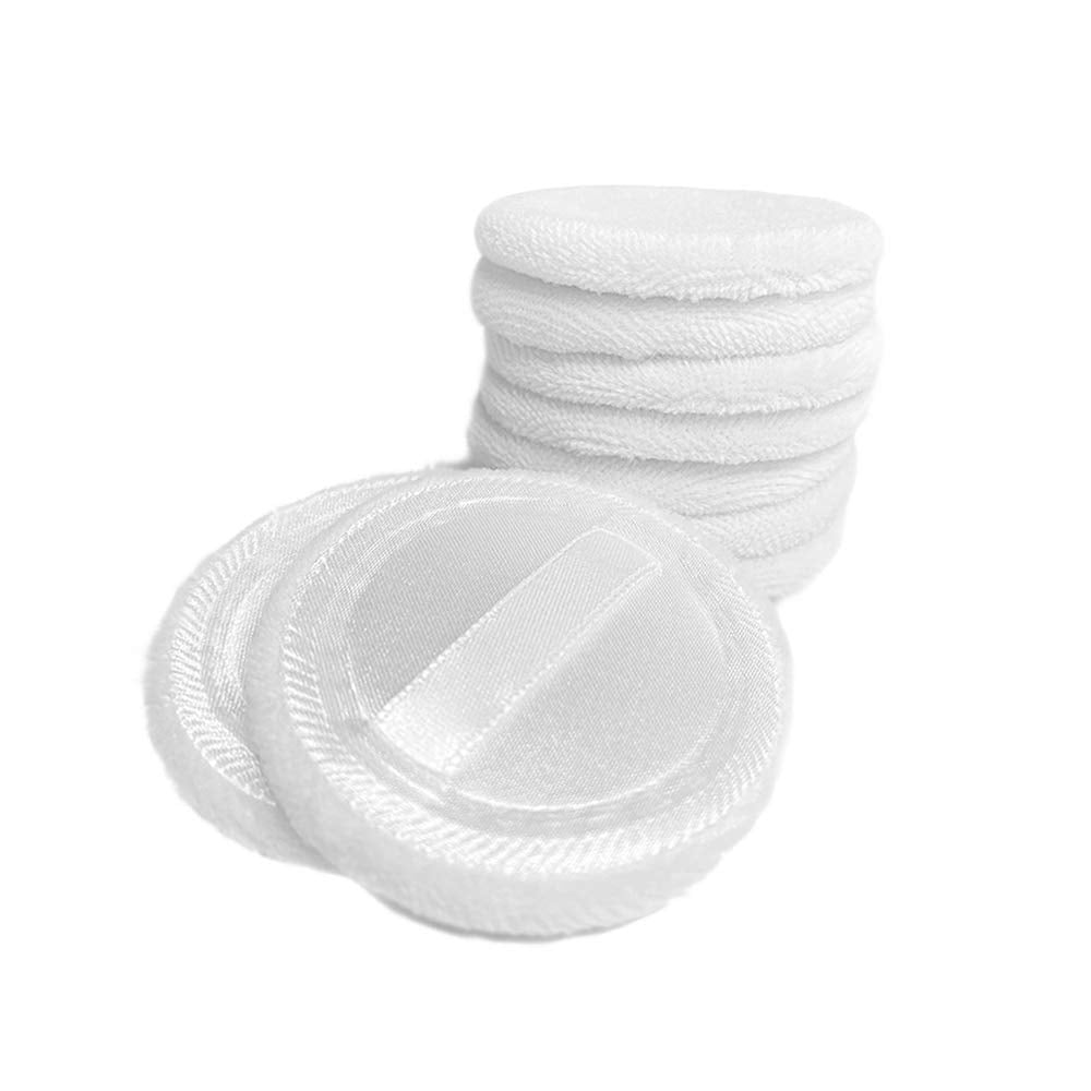 Cosmetic Powder Puffs - 10pcs Soft Cotton Makeup Pads with Ribbon | 2.36 Inch White