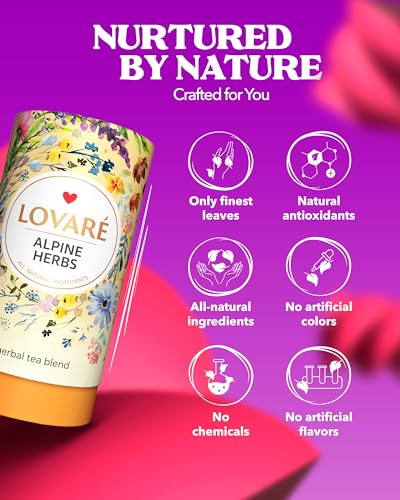 LOVARE Alpine Herbs Herbal Loose Leaf Tea - 80g Blend with Filters