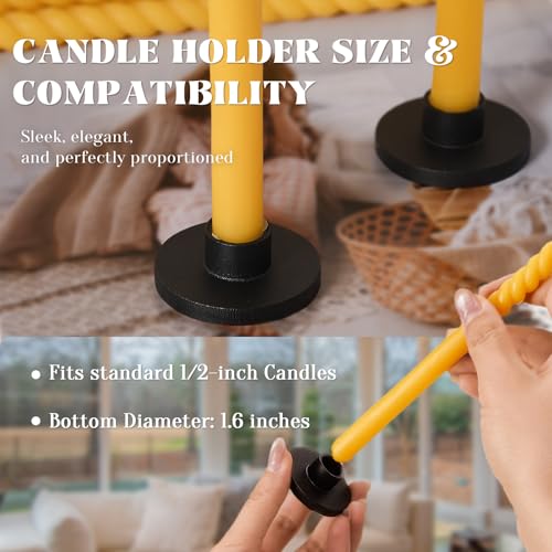 Mini Black Iron Candle Holders for ½ Inch Taper Candles - 6 Pack