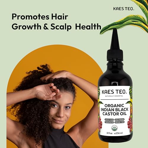 Organic Black Castor Oil for Hair Growth - 8 fl oz (Original) Kaes Teo, Cold-Pressed Hexane-Free