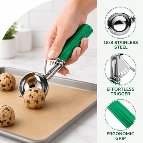 Large Cookie Scoop with Trigger - 2.67 OZ Stainless Steel Ice Cream Scoop