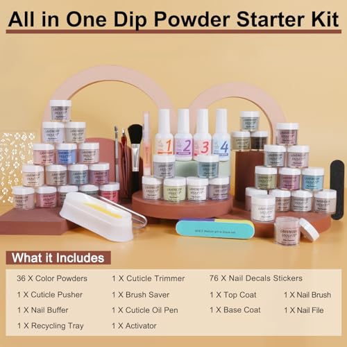 Chilli Violet Dip Powder Nail Kit - 36 Colors with Glitter & Tools