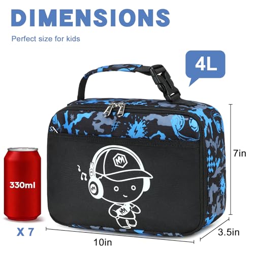 Bluboon Insulated Kids Lunch Box - Reusable Tote Bag for School