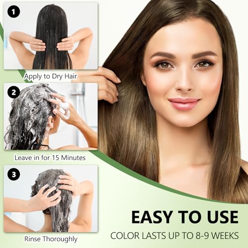 Plantkonw Light Brown Hair Dye Shampoo - 3-in-1 Natural Gray Coverage