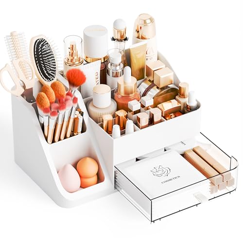 Yieach Large White Makeup Organizer with Drawer - Skincare & Beauty Storage