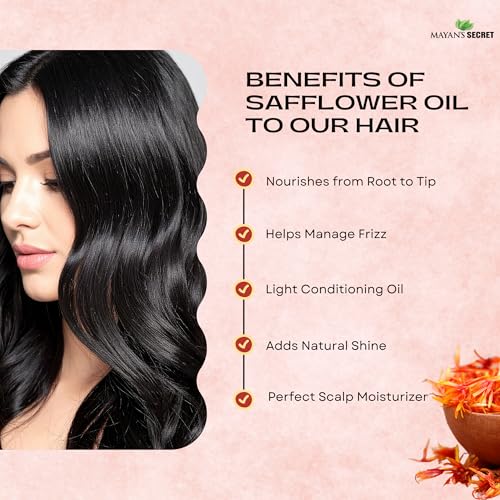 Organic Safflower Oil for Skin & Hair - High Oleic, Cold-Pressed, 100% Pure, Non-GMO, Vitamin E Rich, 4 oz