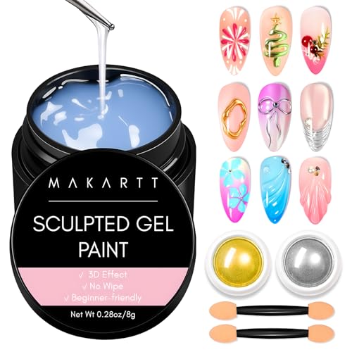 Makartt 3D Painting Gel & Chrome Nail Powder Kit for DIY Salon Designs