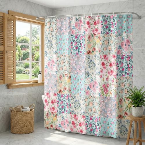 Floral Collage Shower Curtain - Waterproof 180x180cm Decor