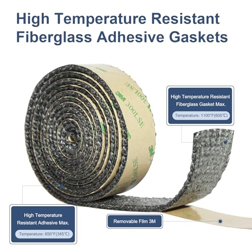 High-Temperature Graphite Fiberglass Gasket Tape for Wood Stoves - 1" x 1/8" Self-Adhesive, 72" Long