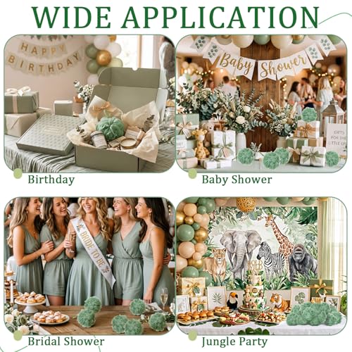 FuWeave 24 Pcs Sage Green Bath Loofah Sponge Set - Exfoliating Shower Scrubber