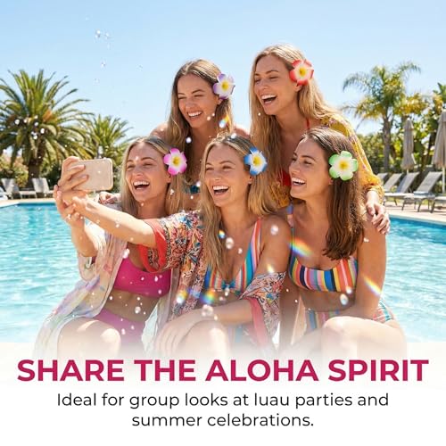 12-Pack Hawaiian Flower Hair Clips for Women, 3.7 Inch Plumeria Hair Accessories