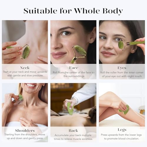 BAIMEI IcyMe Gua Sha & Jade Roller Set, Cooling Face Roller & Guasha Tool for Face Depuffing, Facial Sculpting & Jawline Definition, Smooth Rolling Skincare Tools for Women & Men ? Green