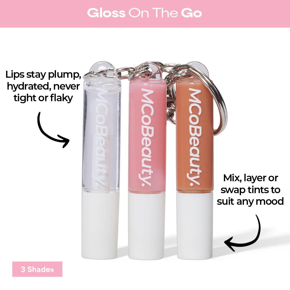 MCoBeauty Lip Gloss Trio - Keychain Lip Gloss Set of 3 Mini Glosses