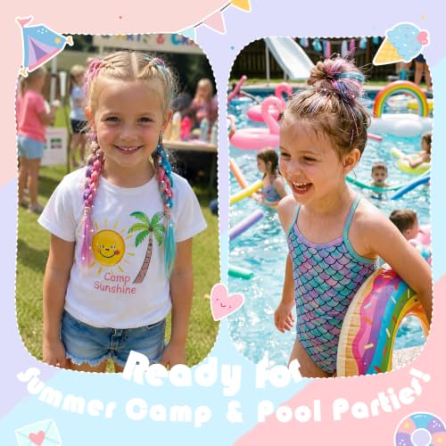 Mermaid Hair Tinsel Kit - 16 Clip-In Color Extensions for Kids
