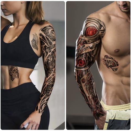 Mechanical Temporary Tattoos - 48 Waterproof Half Arm Robot Sleeve