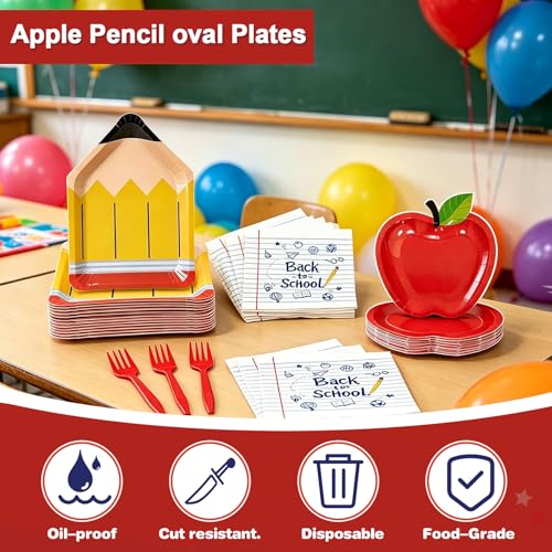Back to School Dinnerware Set - 100 Pcs Graduation Plates & Napkins