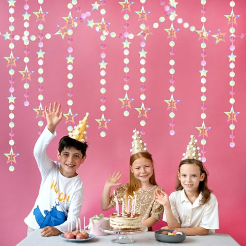 Iridescent Star Garland - 52ft Holographic Party Decorations