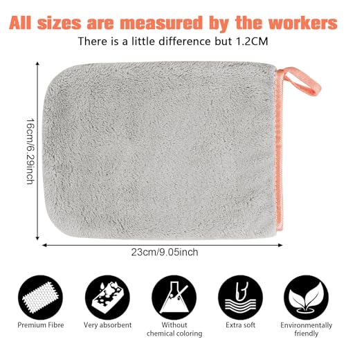 PHOGARY 8 Pack Microfiber Wash Mitts - Soft Coral Fleece Facial Cloths