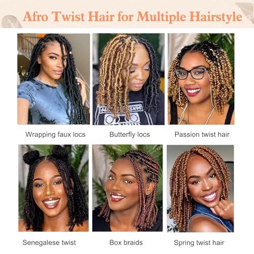 Sunsmilely 12-Inch Afro Twist Hair 8 Bundles Pre-Fluffed Spring Marley Braiding