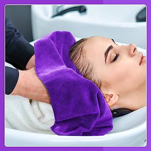 Precious Harvest Purple Microfiber Salon Towels, Pack of 12, Fast Absorbent & Soft, 30 x 14 Inches