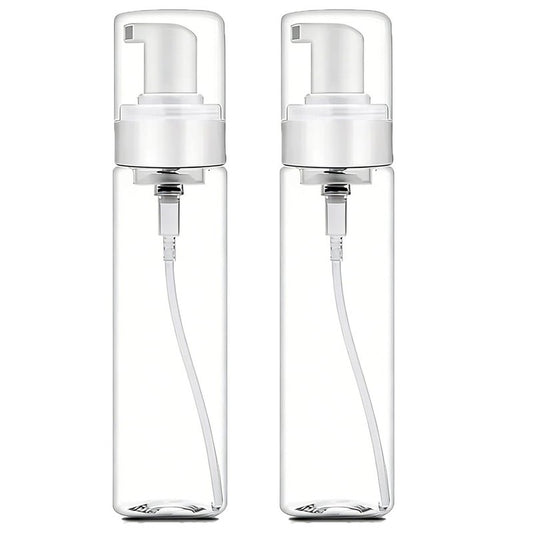 judero Foam Pump Bottle 7oz/ 200ml, 2Pcs Large Foaming Soap Dispenser for Travel Clear Refillable Foaming Spray Bottle for Bathroom, Hand Soap, Shampoo, Face Wash, Leak-Proof Foam Dispenser