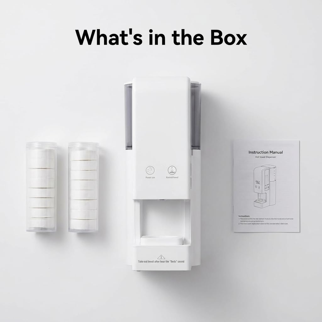 Automatic Hot Towel Dispenser, Hot Face Towel Dispenser, 131 °F Adjustable Constant Temperature, Disposable Towel Heating Machine, Smart Voice Alerts for Bathrooms, and Homes (White)