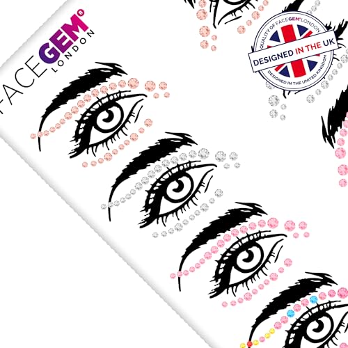 FACEGEM LONDON Self-Adhesive Face Jewels Rhinestone Gems for Festival Makeup