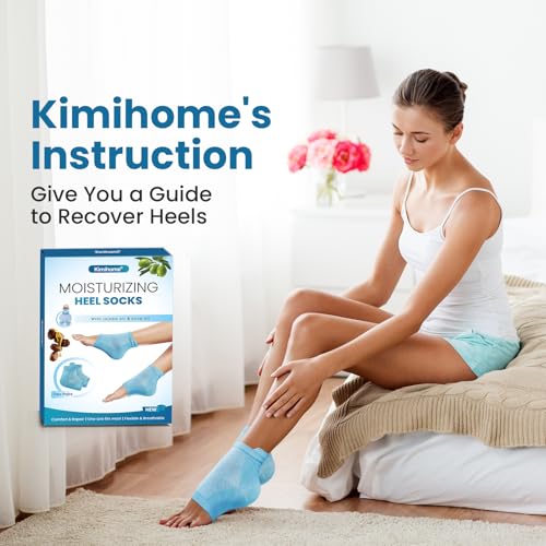 Kimihome Moisturizing Heel Socks - Jojoba & Olive Oil, 2 Pairs, Blue Calm