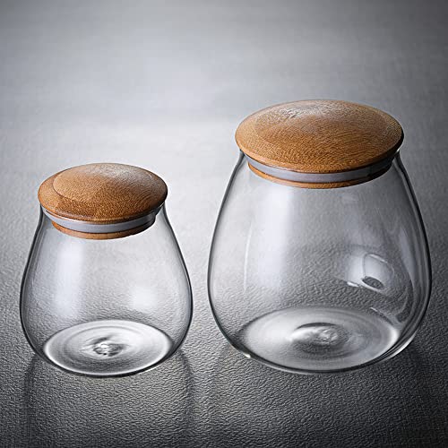 MOLADRI 400 ML Clear Glass Storage Jar with Airtight Bamboo Lid