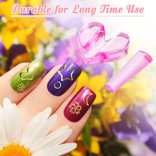 Patelai 4 Pcs Nail Embossed Molds for Nail Art - Heart, Star, Circle, Square