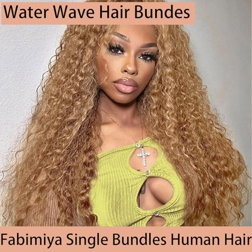 Fabimiya 14 Inch Water Wave Blonde Brazilian Virgin Human Hair Bundle