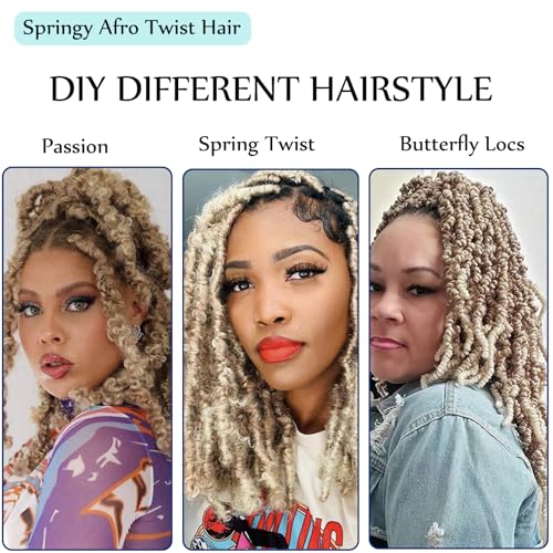 Miyamarch 12 Inch Pre-Separated Springy Afro Twist Hair - 8 Packs, 27/613#