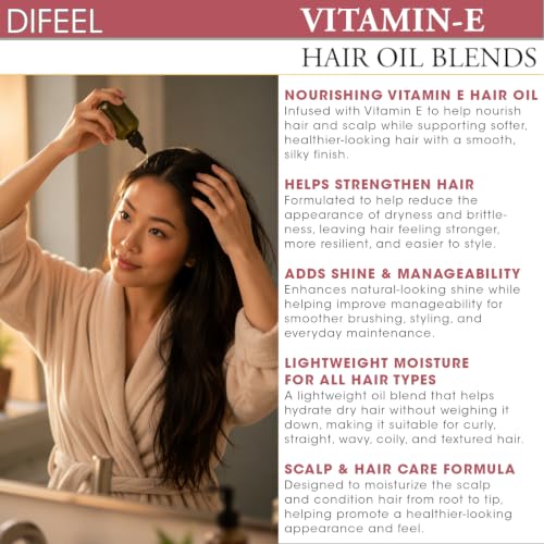 Difeel Vitamin E Hair Oil Blend - Nourishing 2.5 oz