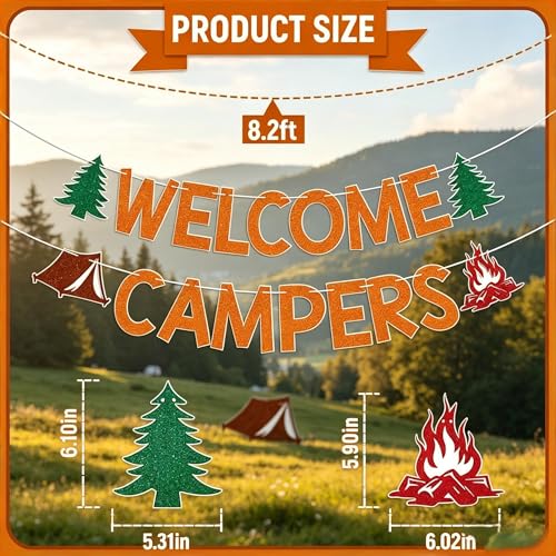 Welcome Campers Banner - Rustic Camp Decor for Parties