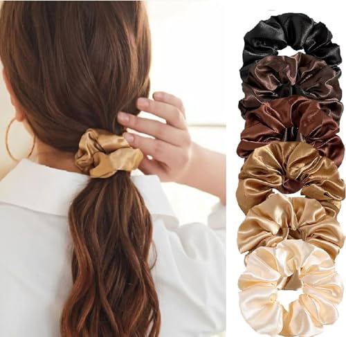 24 Pcs Big Satin Hair Scrunchies for Women | Soft Elastic Hair Ties