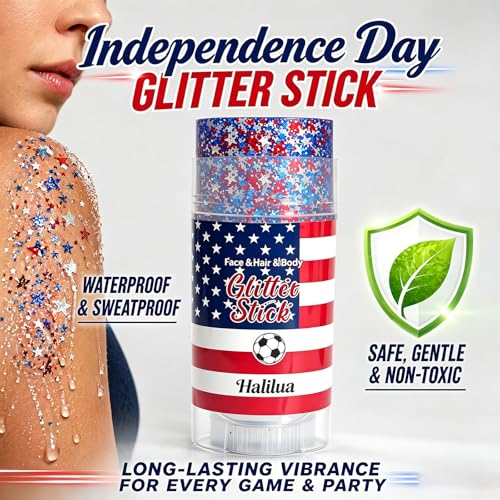 Patriotic Red White and Blue Glitter Stick for 4th of July