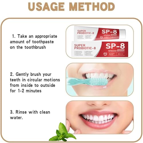 Probiotic Whitening Toothpaste 2-Pack - Fluoride-Free, Deep Clean & Fresh Mint
