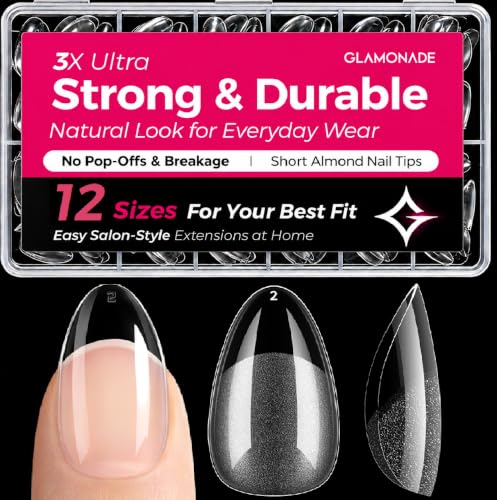 Glamonade 312pcs Short Almond Gel Nail Tips - Professional Press On Extensions