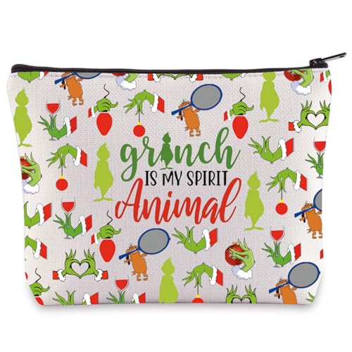 Green Monster Print Cosmetic Makeup Bag - Waterproof Canvas Travel Pouch