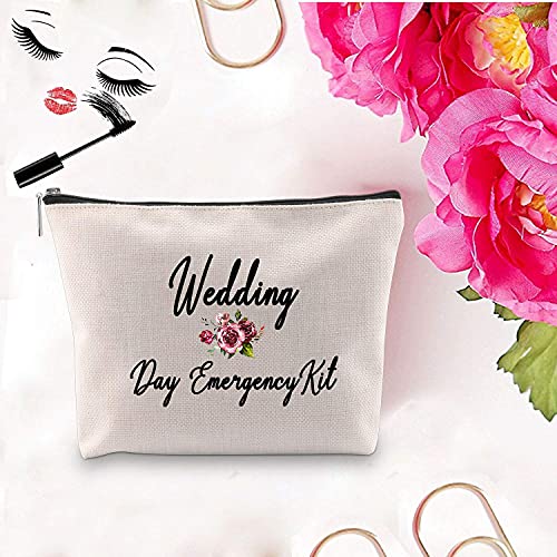 Beige Wedding Day Emergency Kit Cosmetic Bag for Bride & Bridal Shower Gift