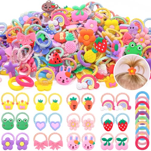 GA&EN 150PCS Colorful Baby Hair Ties Series A-150PCS, Mini Scrunchies for Toddler Girls